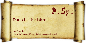 Mussil Szidor névjegykártya
